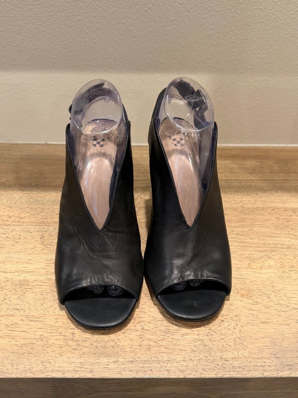 Vince Camuto Black Leather Open Toe Slingback Heels Size 9.5 - Picture 6 of 11